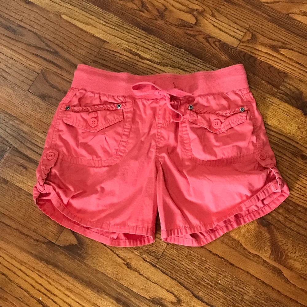 Mossimo Bright Coral Orange Shorts
Pockets 
Elastic Waist Lightweight Material